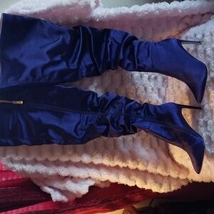 Elegant Purple Satin Over-the-Knee Boots